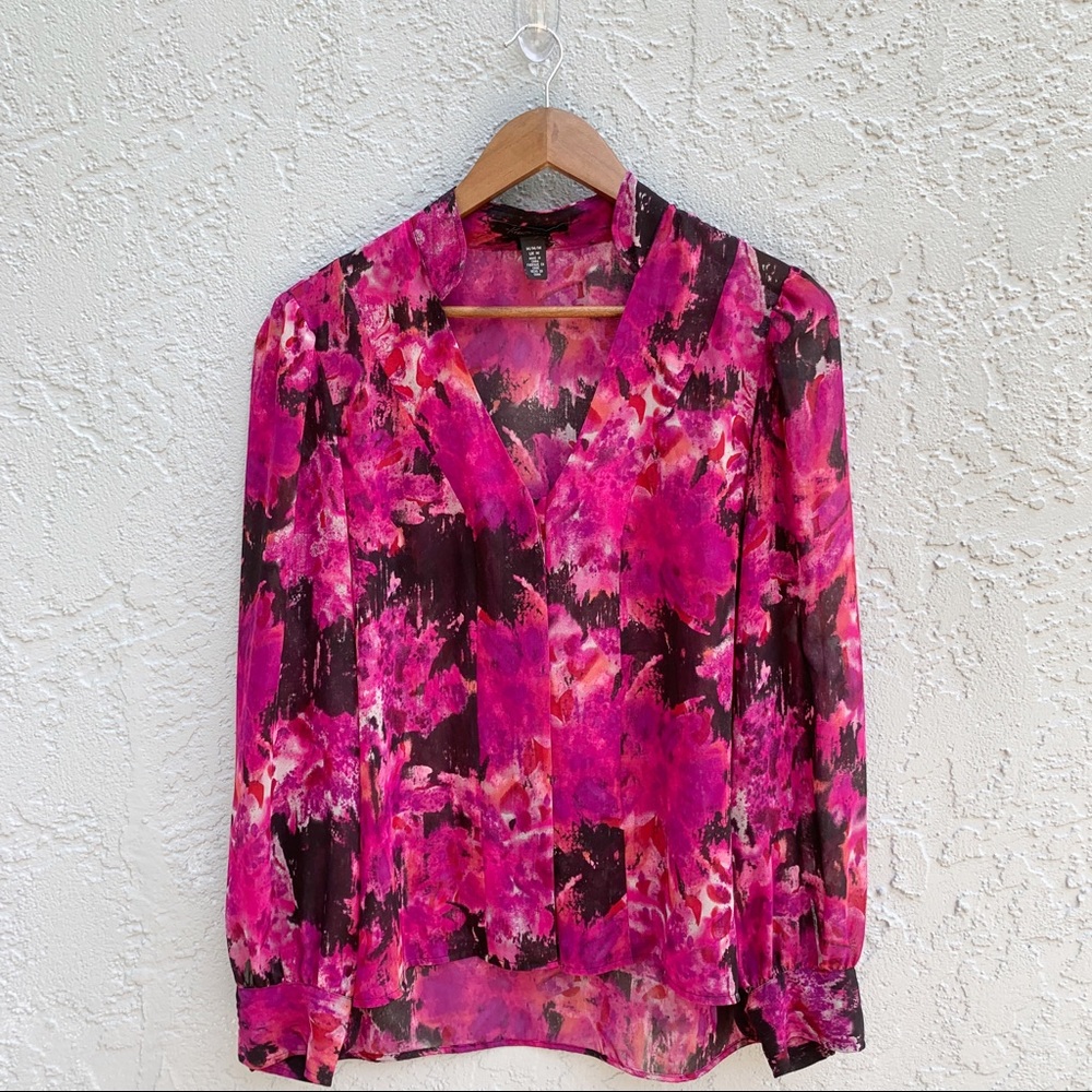 Kenneth Cole Women’s Pink Floral Blouse, Size M